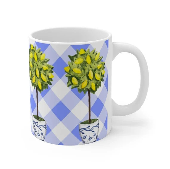 Chinoiserie Lemon Topiary Mug - Coffee Mug | Etsy (US)
