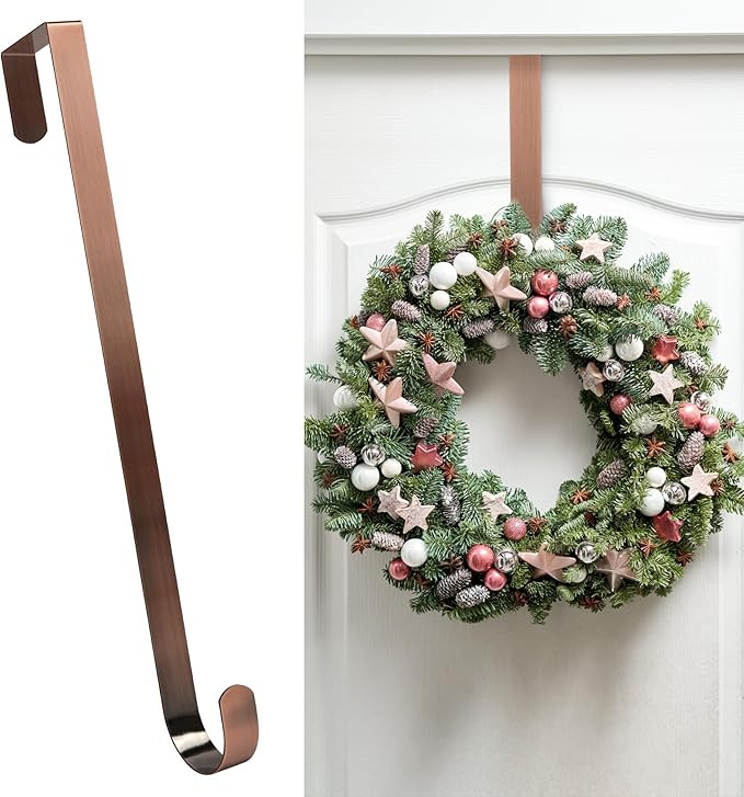 HOOSUN Wreath Hanger for Front Door for Halloween and Christmas Decorations,12 Inches Metal Wreat... | Amazon (US)
