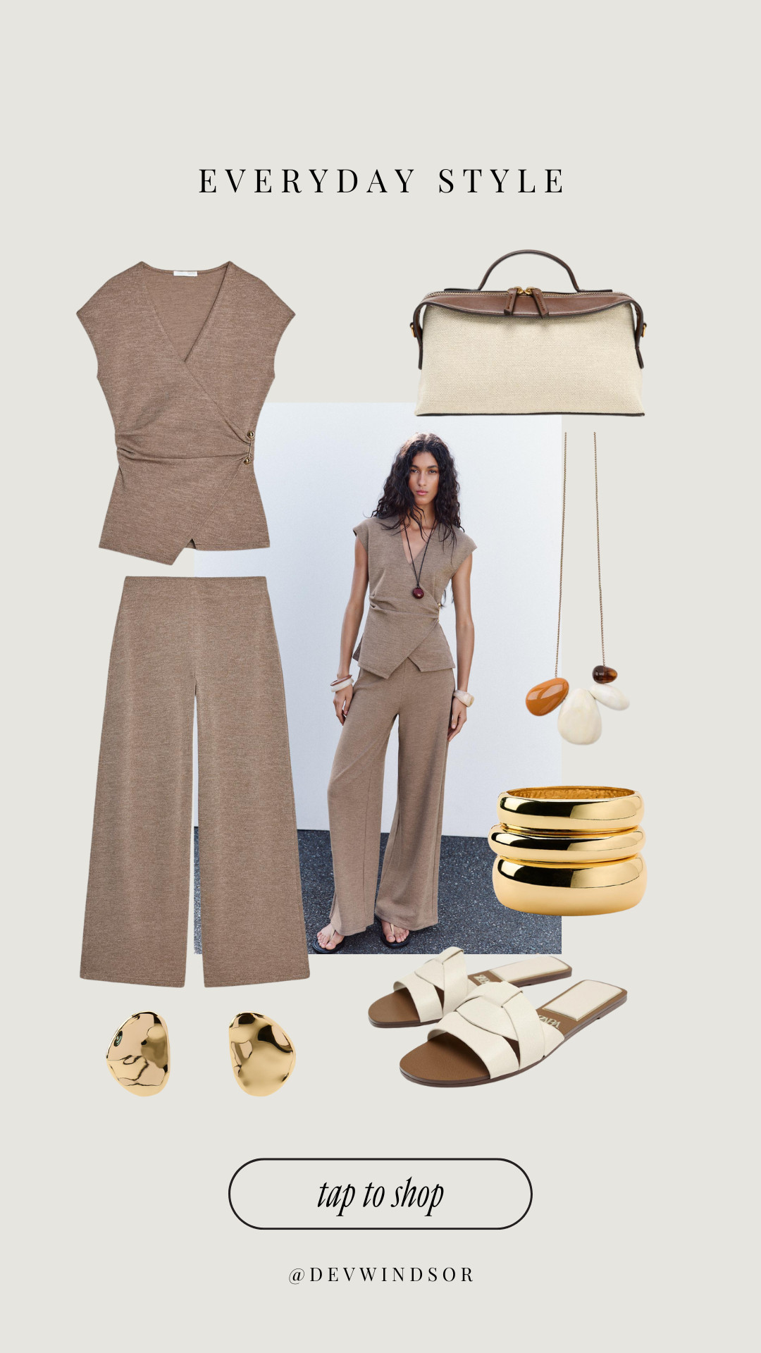 Effortless everyday style 🤍 This chic Zara set is your go-to for looking polished with zero effort. Paired with sleek gold jewelry, a structured neutral bag, and comfy woven sandals—this look is perfect for coffee runs, casual meetings, or a stroll through the city. 

 

#LTKStyleTip #LTKShoeCrush #LTKItBag