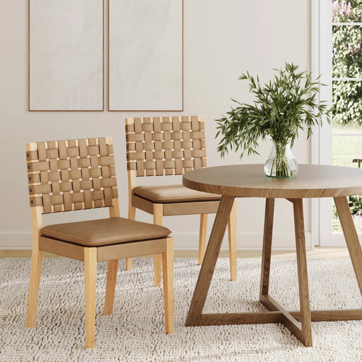 Faux Leather Dining Chairs Light Brown (Set of 2) | Nathan James