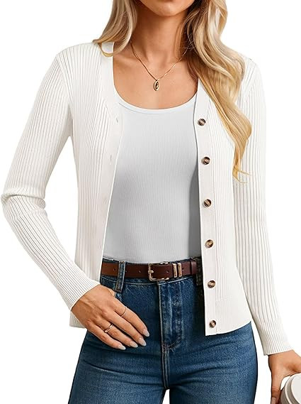 GRACE KARIN Women's Soft Knit Cardigan Sweater - Long Sleeve V-Neck Button Up for Business Casual... | Amazon (US)