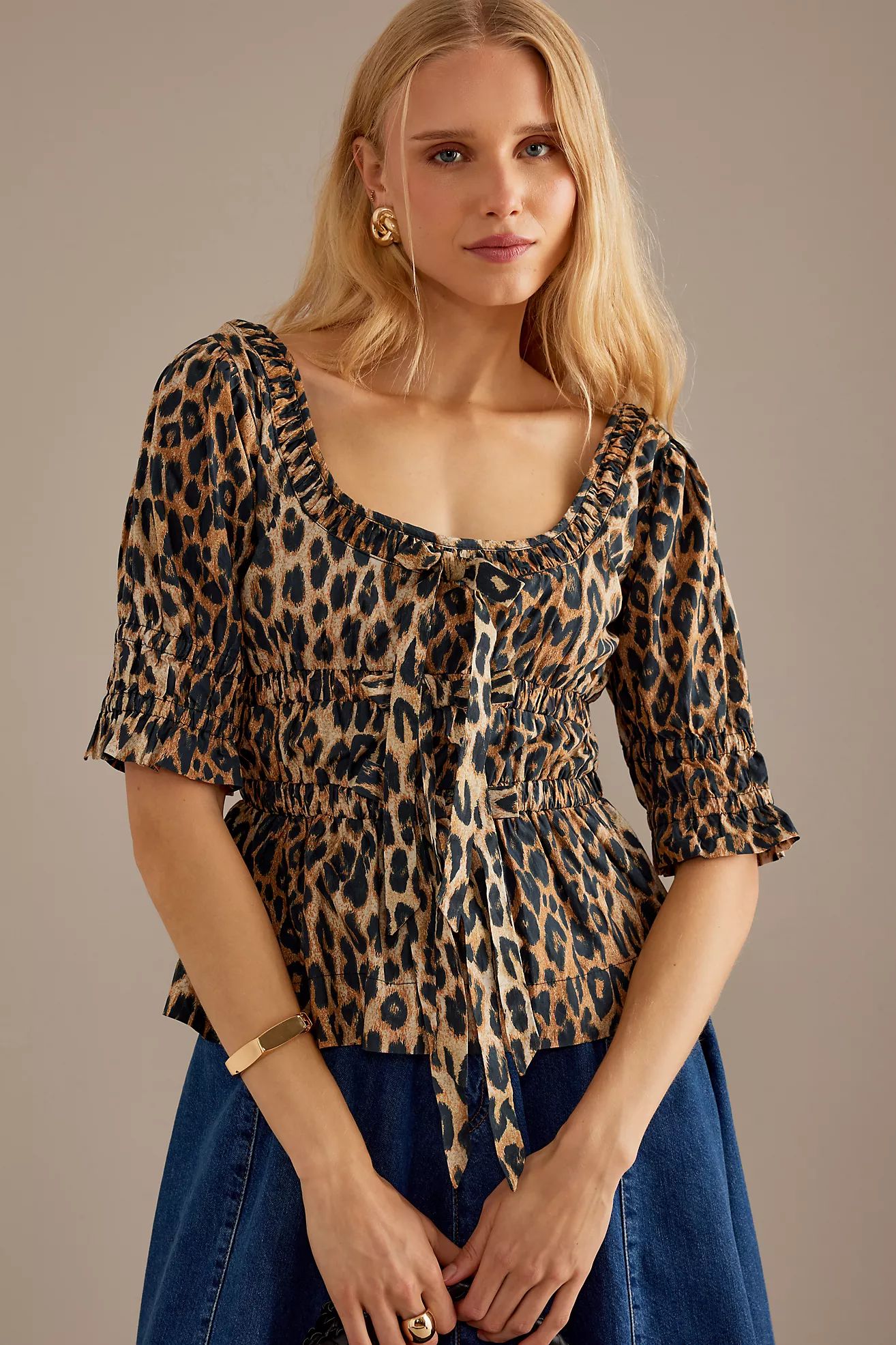 Damson Madder Bianca Leopard Print Blouse | Anthropologie (UK)