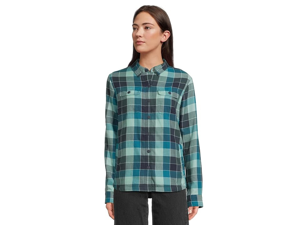 L.L.Bean Fleece-Lined Flannel Shirt Women's Clothing Soft Juniper : MD, Cotton/Down/Flannel | Zappos