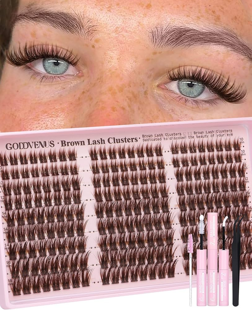 Brown Wispy Lash Clusters Kit Manga Eyelashes Clusters Natural Cluster Eyelash Extensions Kit Fai... | Amazon (US)