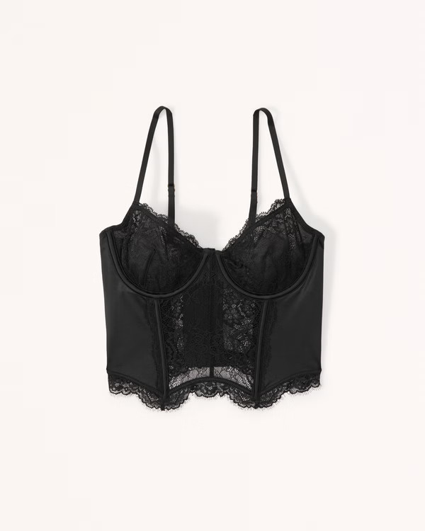 Lace and Satin Balconette Corset | Abercrombie & Fitch (US)