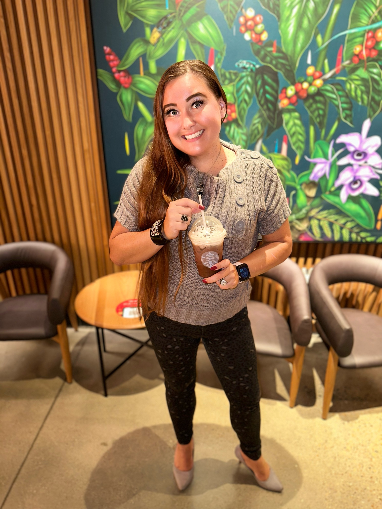 2022 Holiday Drinks are @starbucks . Which one is calling your name? I like the peppermint mocha frappuccino 🤩These Time and Tru Women's High Rise Jeggings from WalMart are some of the most comfortable and form flattering leggings. Under $15 and pair well with a lot of tops.

#greenmermaid #starbucksdrinks #starbucksholidaydrinks #starbucksreels #peppermintmocha #petitefashion #leggingslove 

#LTKstyletip #LTKworkwear #LTKunder50