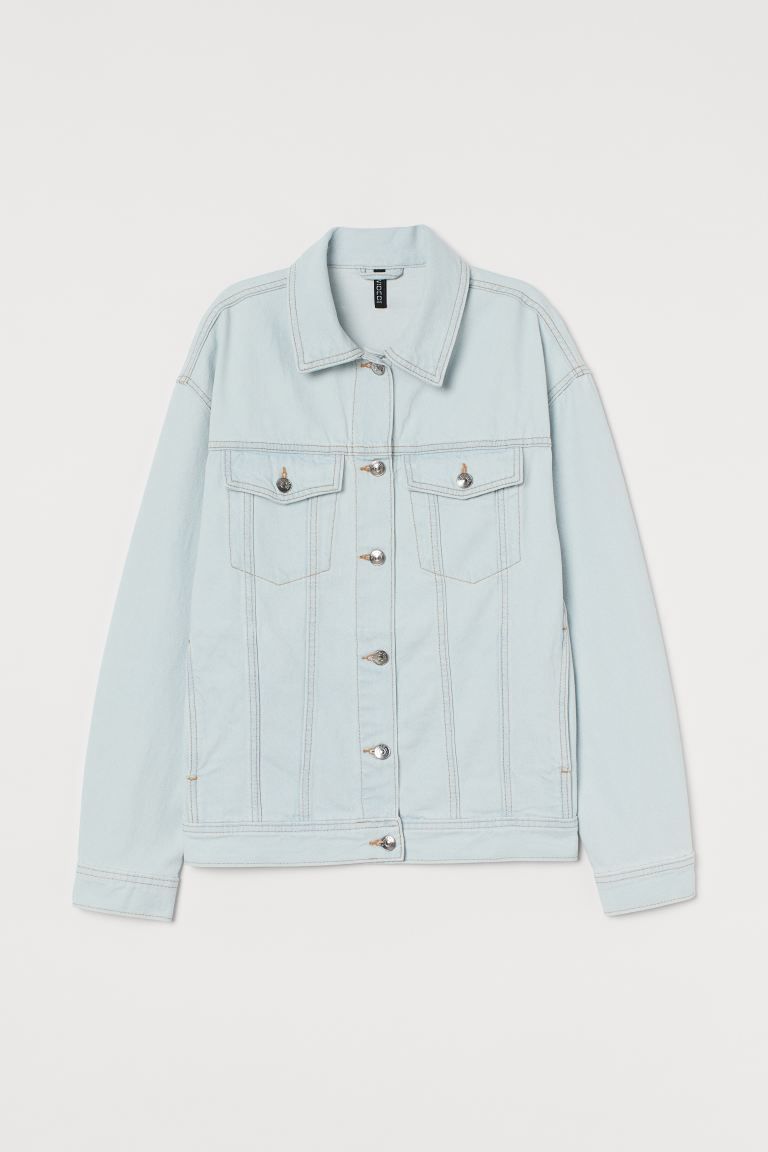 Jacket in washed cotton denim. Collar, buttons at front, and yoke front and back. Chest pockets w... | H&M (US)