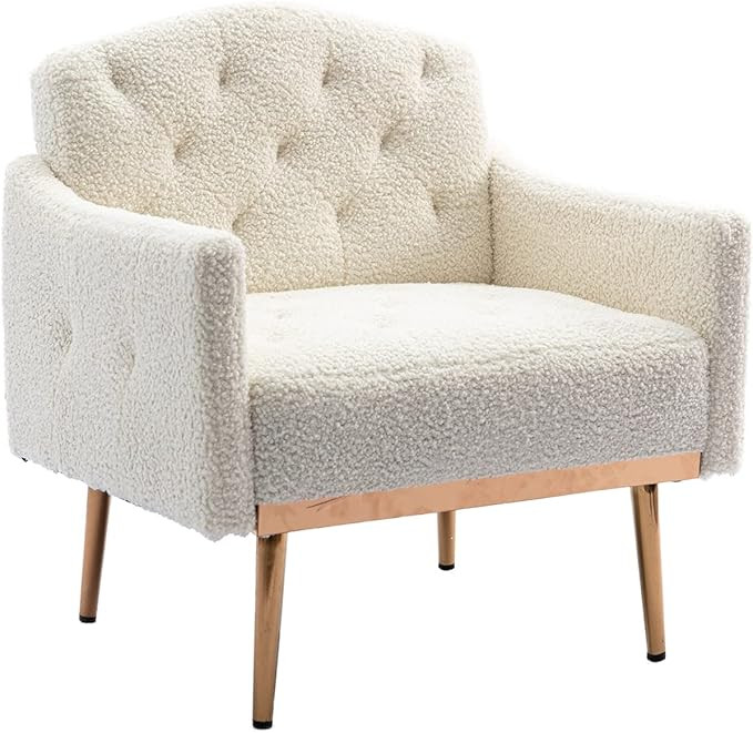 Olela Modern Accent Chair with Arms, Tufted Decorative Single Sofa Fabric Armchair with Gold Meta... | Amazon (US)