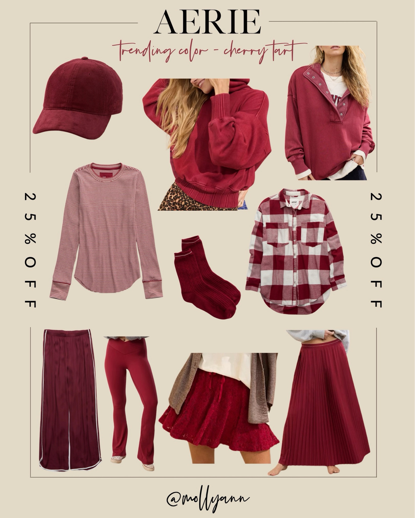 Save 25% today on this fun color!! Cherry tart 🍒 at Aerie!! Think Christmas!! 

#LTKFindsUnder50 #LTKStyleTip #LTKOver40