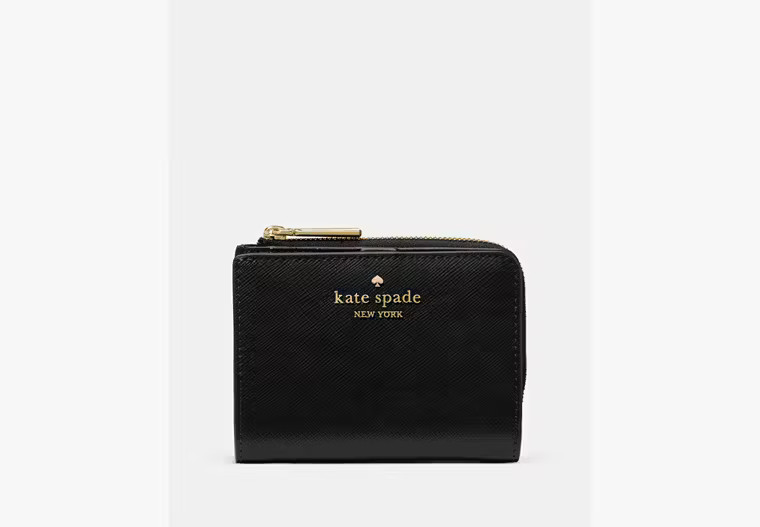 Kate Spade Small L-Zip Wallet, Black | Kate Spade Outlet