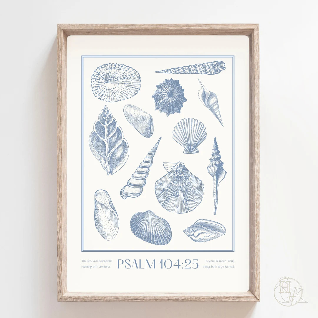 Beachy Christian Wall Art Print Blue Home Decor, Religious Modern Art Bible Quote, Scripture Vers... | Etsy (US)