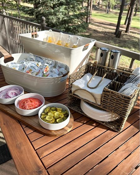 Best of summer outdoor entertaining…a few pieces you’ll need to elevate all your summer get togethers
Under $20
Storage all in one serving caddy 
Galvanized tubs for beverages, snacks, towels and small toys 
4 piece condiment or salsa and dips holder 
Walmart Home



#LTKSeasonal #LTKFamily #LTKParties