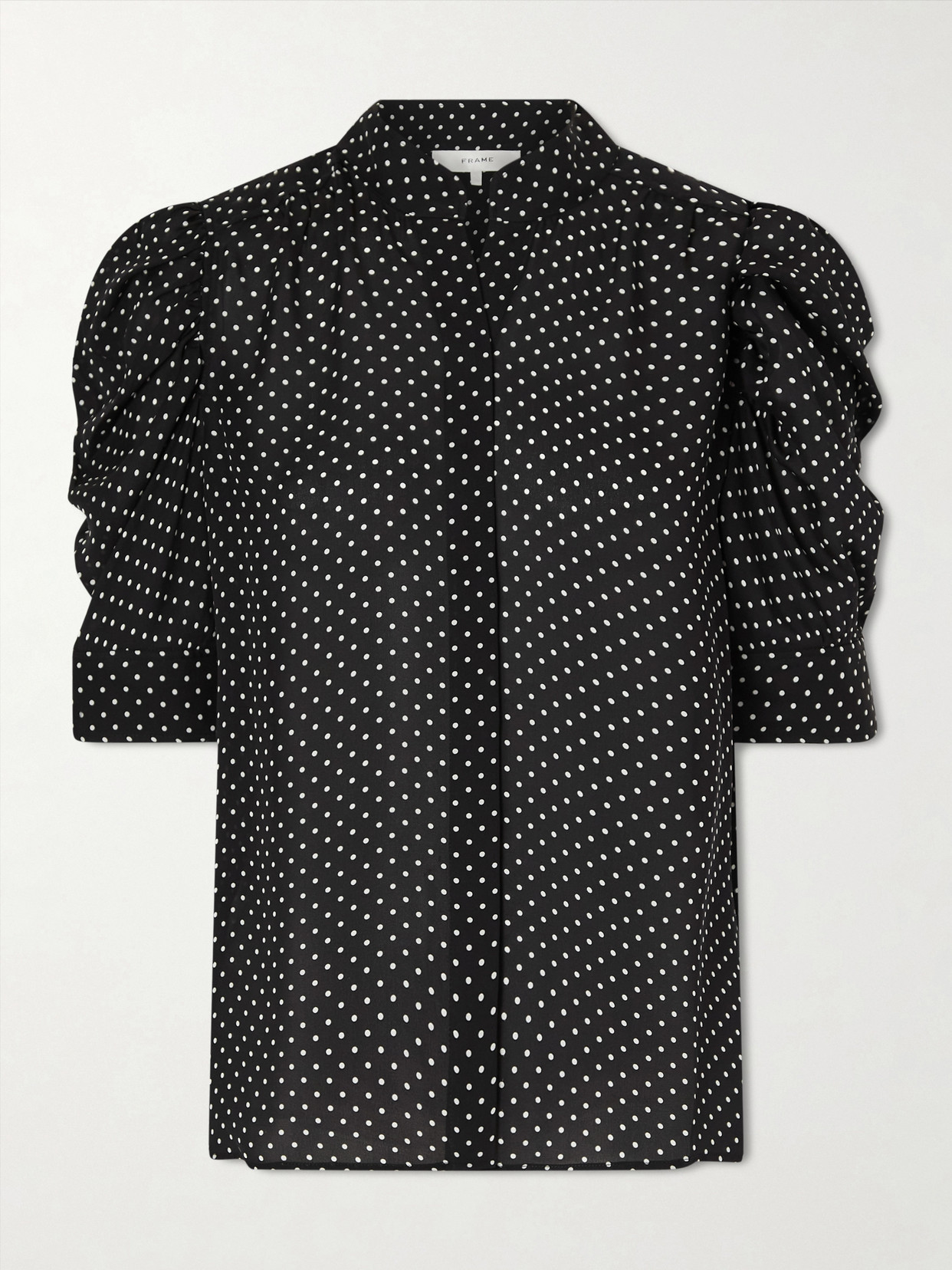 FRAME - The Gillian Polka-dot Silk-voile Blouse - Black | NET-A-PORTER (US)