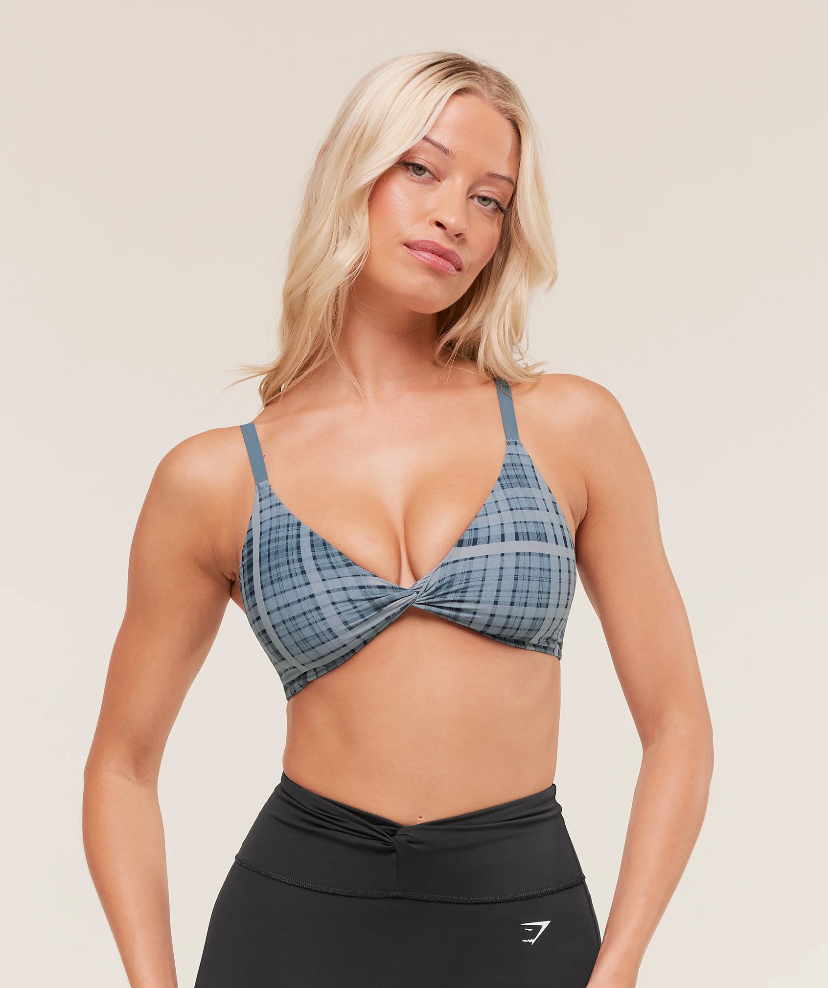 Gymshark Printed Twist Front Bralette - Denim Grey | Gymshark US