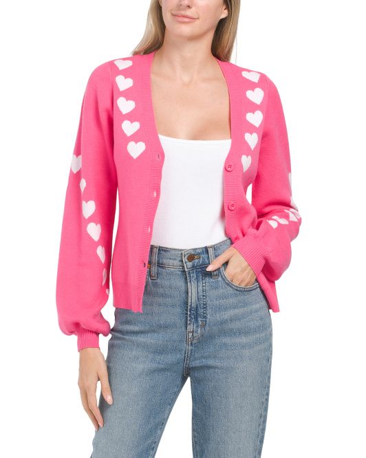 Heart Cardigan With Balloon Sleeves | TJ Maxx