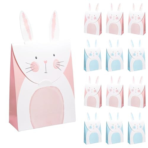 Cheerland Bunny Party Favor Bags for Bunny Birthday Decoration Easter Baby Shower Party Favors Blue and Pink Goodie Bag Rabbit Birthday and Garden Spring Tea Party Supply - Pack of 12 | Amazon (US)
