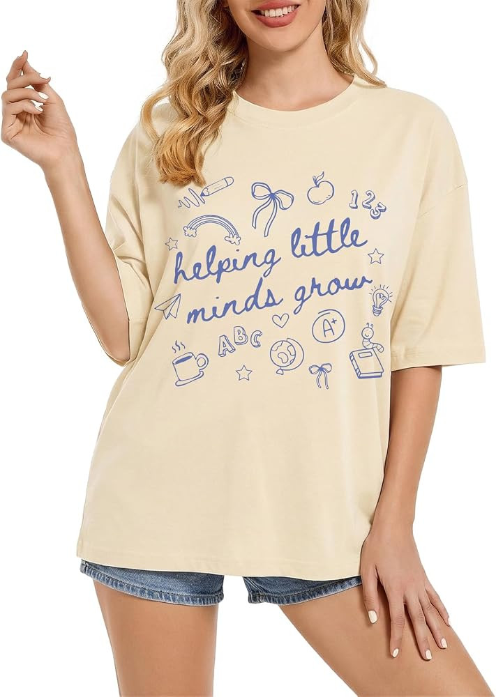 BeWithYou Teacher Shirts for Women Cute Helping Little Minds Grow Shirt Kindergarten Teacher Tshi... | Amazon (US)