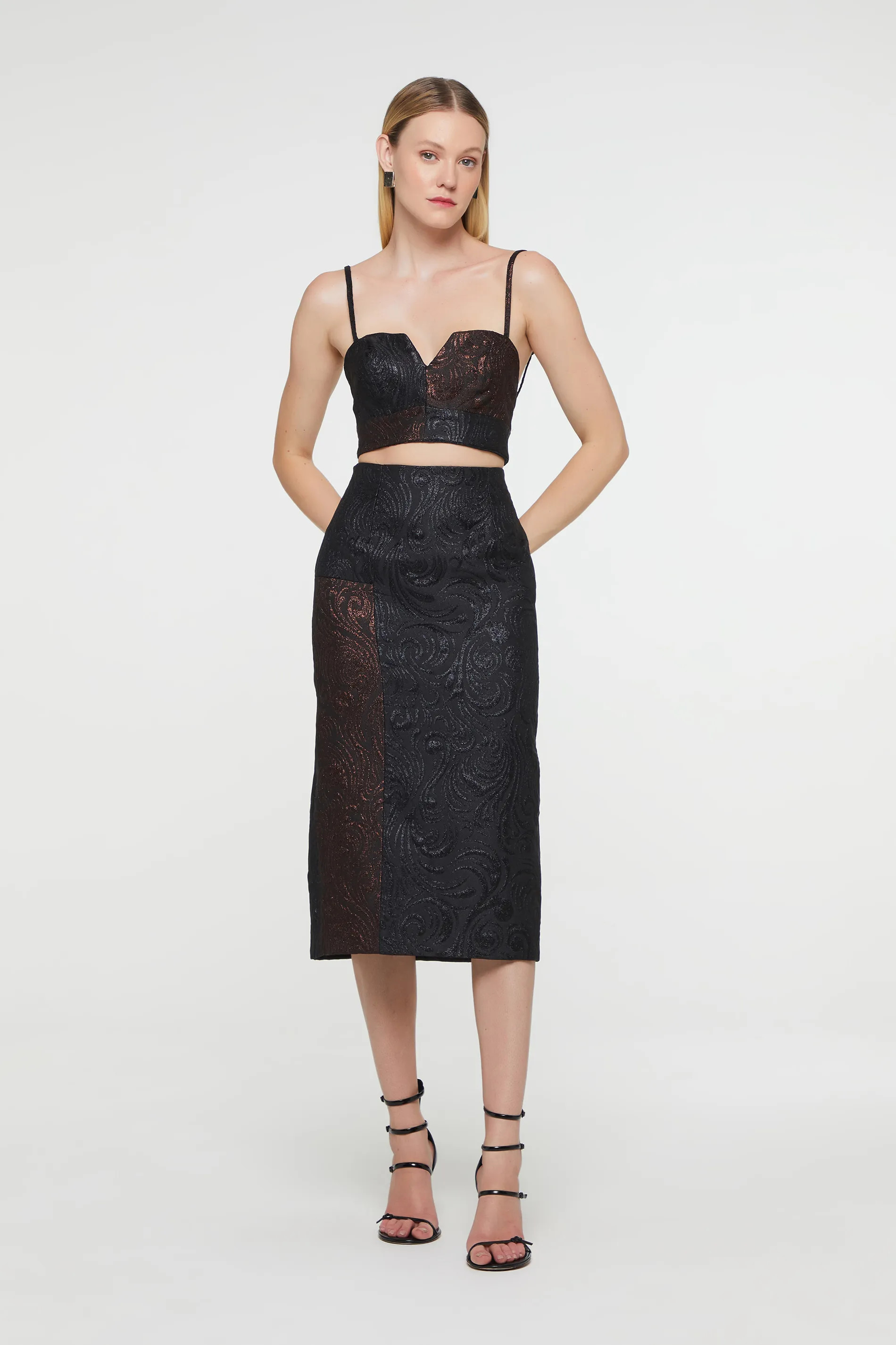 Saia Midi De Jacquard Com Contraste | OffPremium (BR)