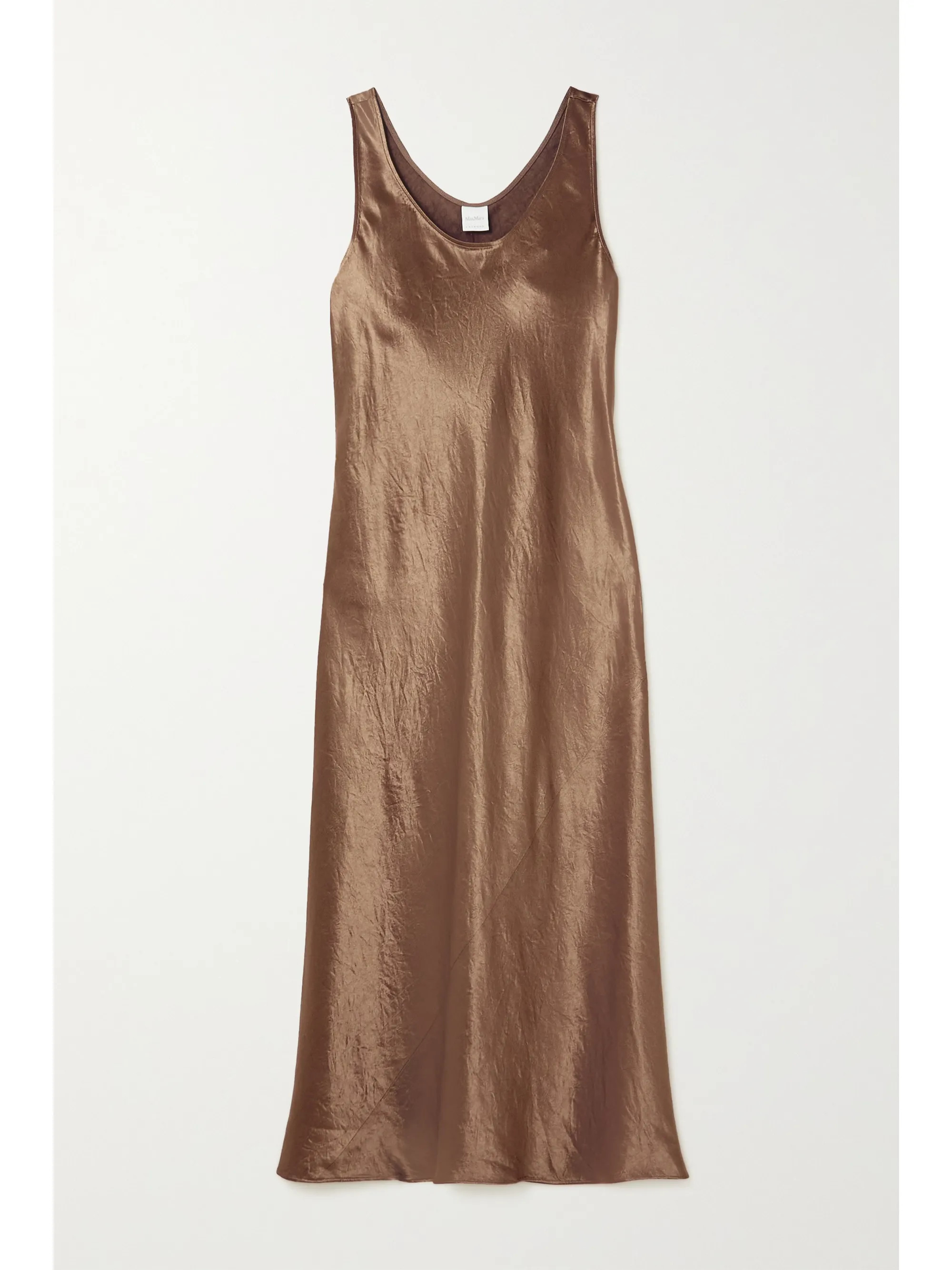 Dunkelbraun + Leisure Talete Midikleid aus vorgewaschenem Satin | Max Mara | NET-A-PORTER | NET-A-PORTER (UK & EU)