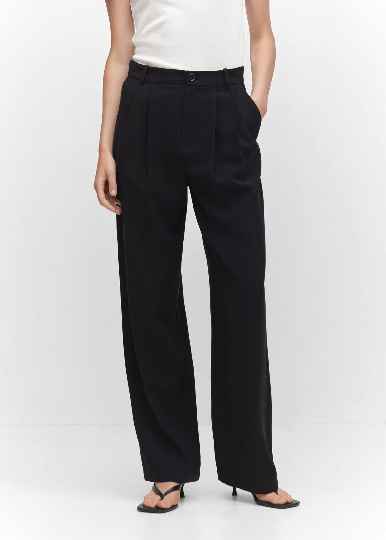 Wideleg pleated pants -  Women | Mango USA | MANGO (US)