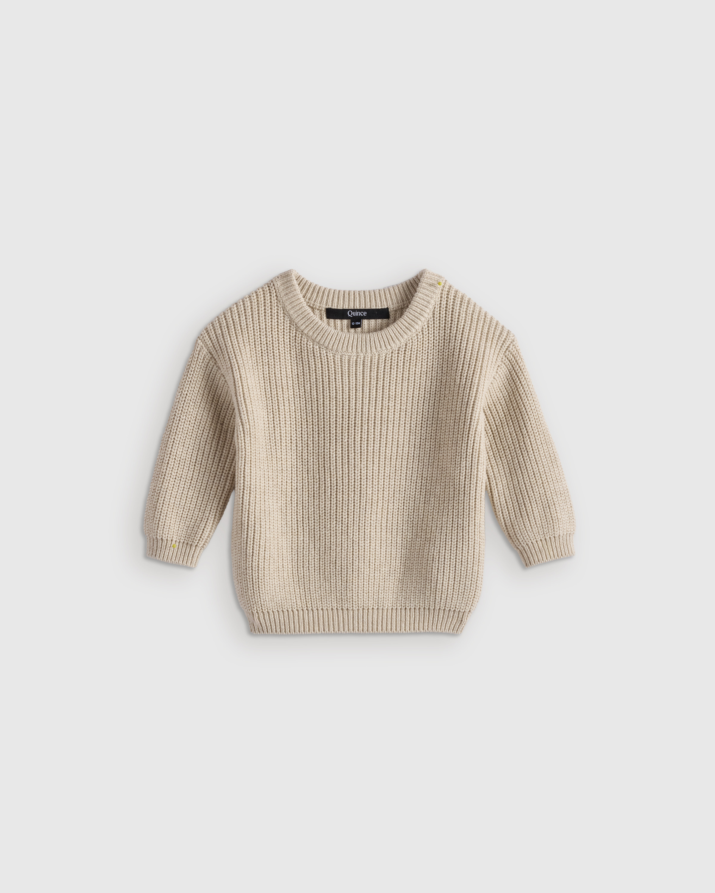 Quince | Fisherman Tunic Sweater in Speckled Beige, Size 12-18M, Organic Cotton | Quince