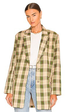 Bardot x REVOLVE Sandie Blazer Dress in Green Check from Revolve.com | Revolve Clothing (Global)