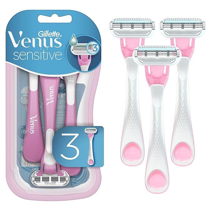 Gillette Venus Sensitive Disposable Razors for Women with Sensitive Skin, 3 Count, Delivers Close... | Amazon (US)