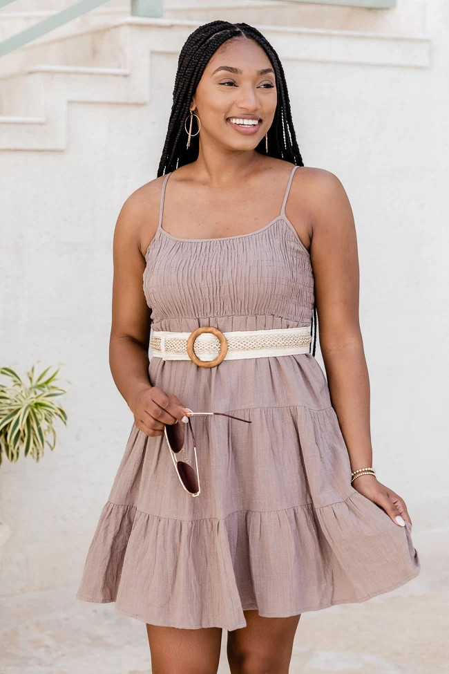 Pleasant Views Mocha Babydoll Mini Dress | Pink Lily