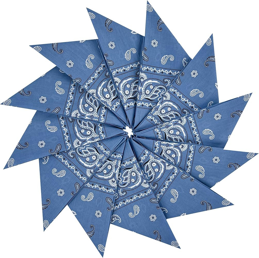 Junvena Cotton Bandanas 12 packs 22"X 22" Double Sides Printed Unisex Kerchief | Amazon (US)