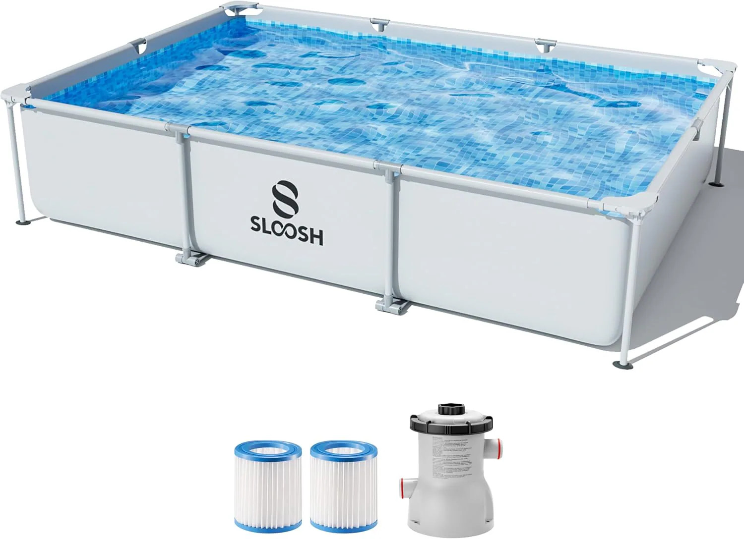 Sloosh 6.8-ft x 10-ft x 26-in Metal frame Rectangle Above-Ground Pool with Filter Pump one_size | 40938 | Lowe's