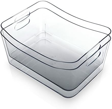 BINO Clear Plastic Storage Bin with Handles - Plastic Storage Bins for Kitchen, Cabinet, and Pant... | Amazon (US)