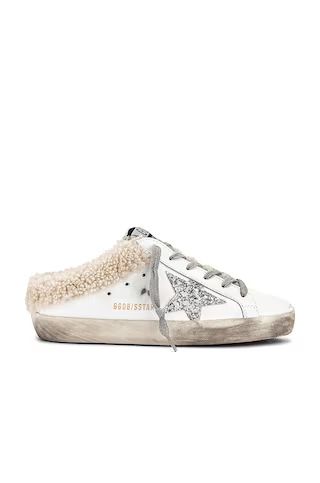 Golden Goose Superstar Sabot Shearling Sneaker in White, Silver, & Beige from Revolve.com | Revolve Clothing (Global)