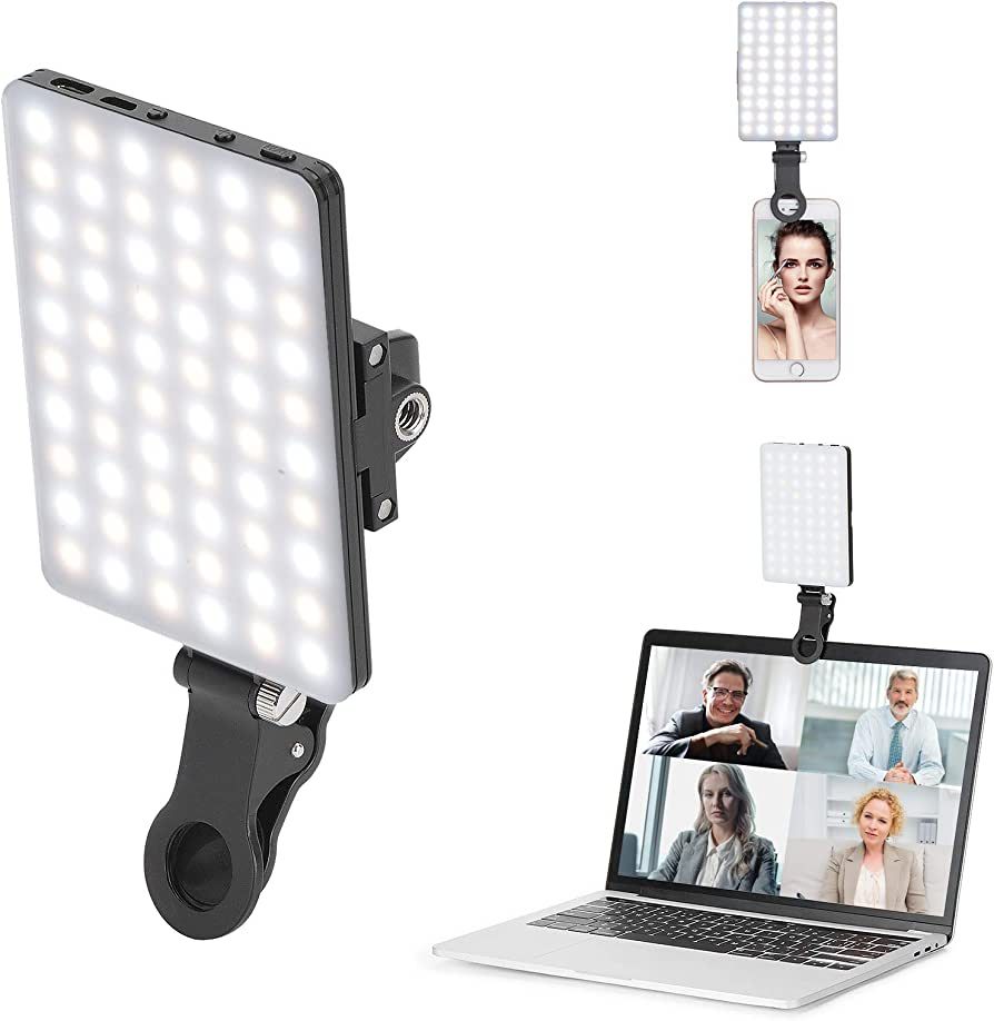 Amazon.com: Newmowa 60 LED High Power Rechargeable Clip Fill Video Conference Light with Front & ... | Amazon (US)