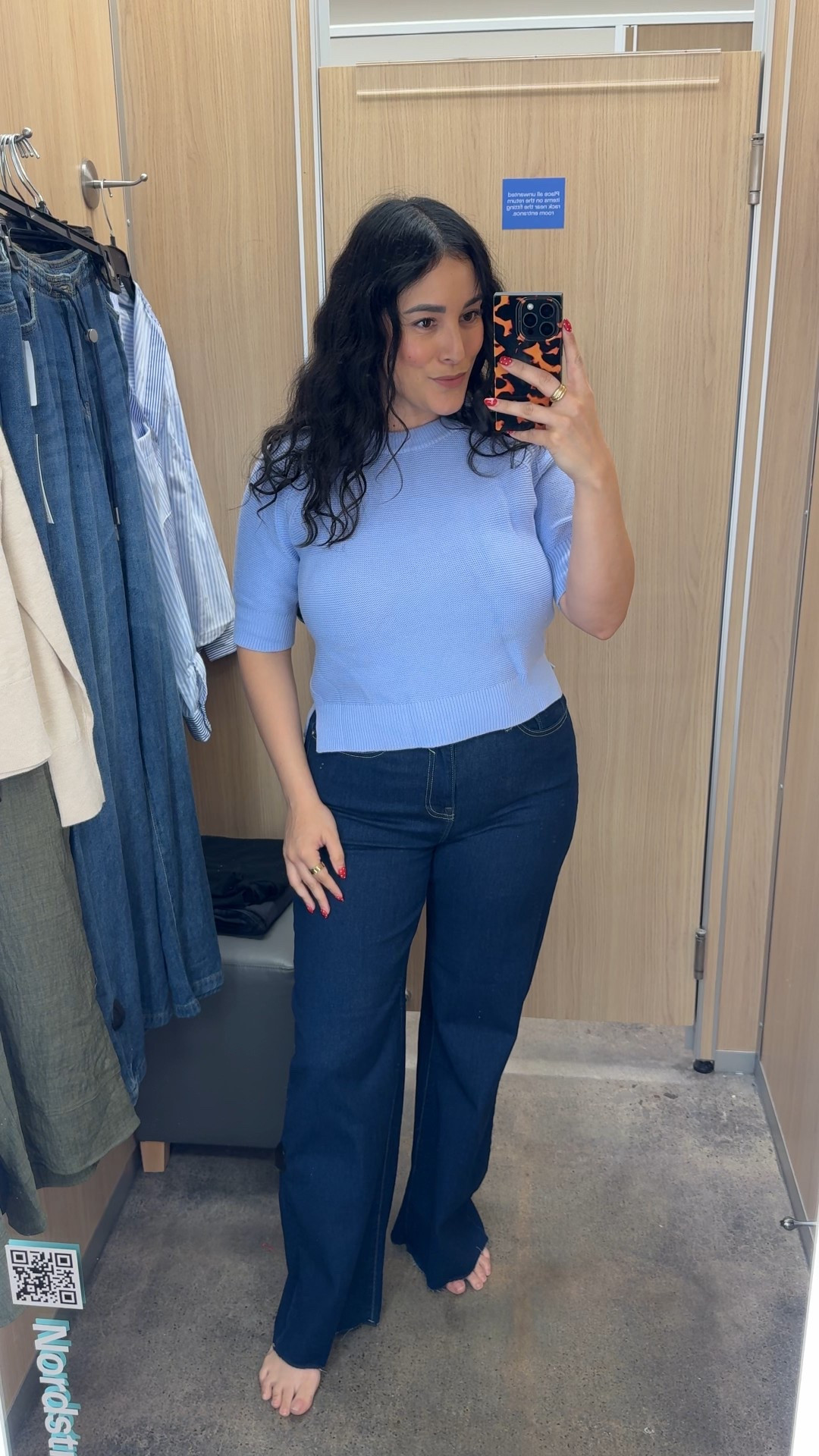 Baby blue short-sleeve sweater top that’s soft, flattering, and perfect for an effortless polished outfit.

Top // M
Jeans // 11

#LTKOver40 #LTKootd