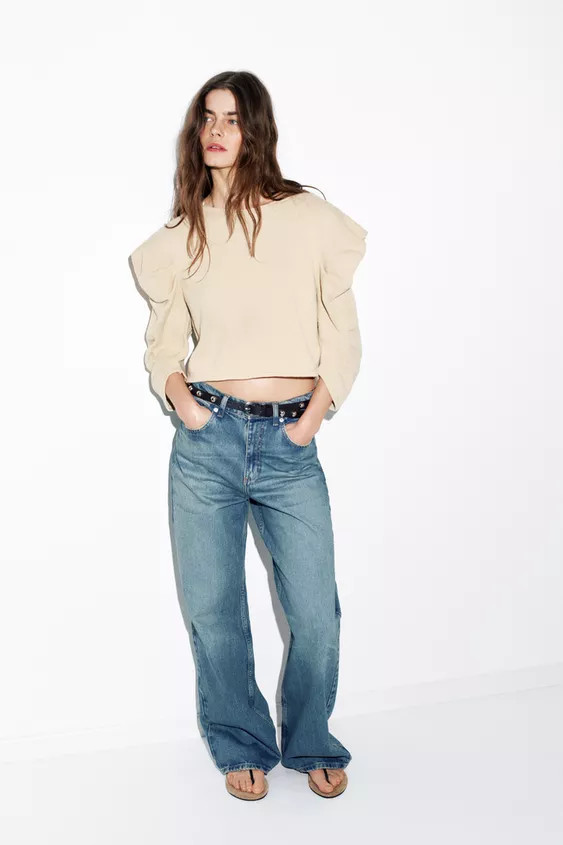 DRAPED SLEEVE KNIT JUMPER | Zara Canada