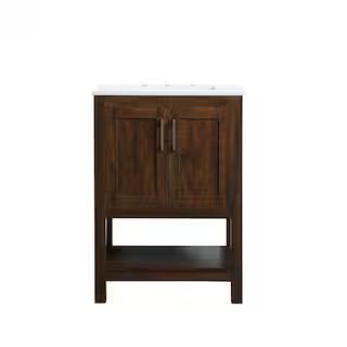 Timeless Home 24 in. W x 19 in. D x 34 in. H Single Bathroom Vanity in Espresso with Calacatta En... | The Home Depot