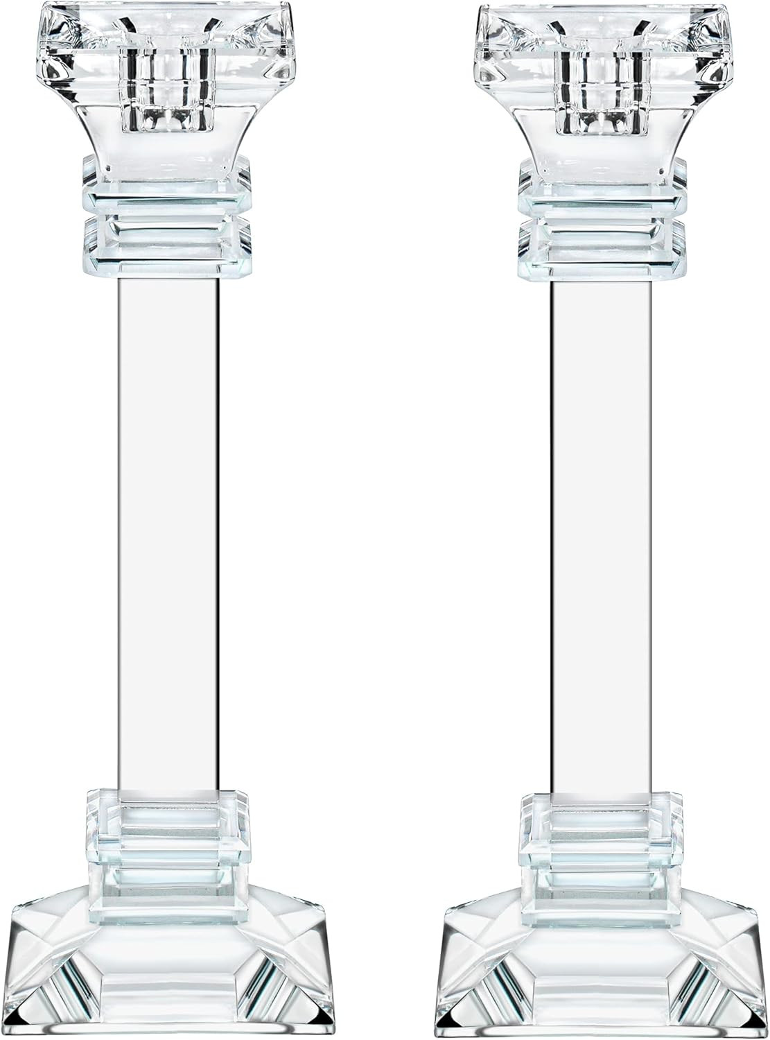 Crystal Candle Holders Set of 2-9.2" Tall Crystal Candlestick Holders - Ultra Elegant & Modern Ce... | Amazon (US)