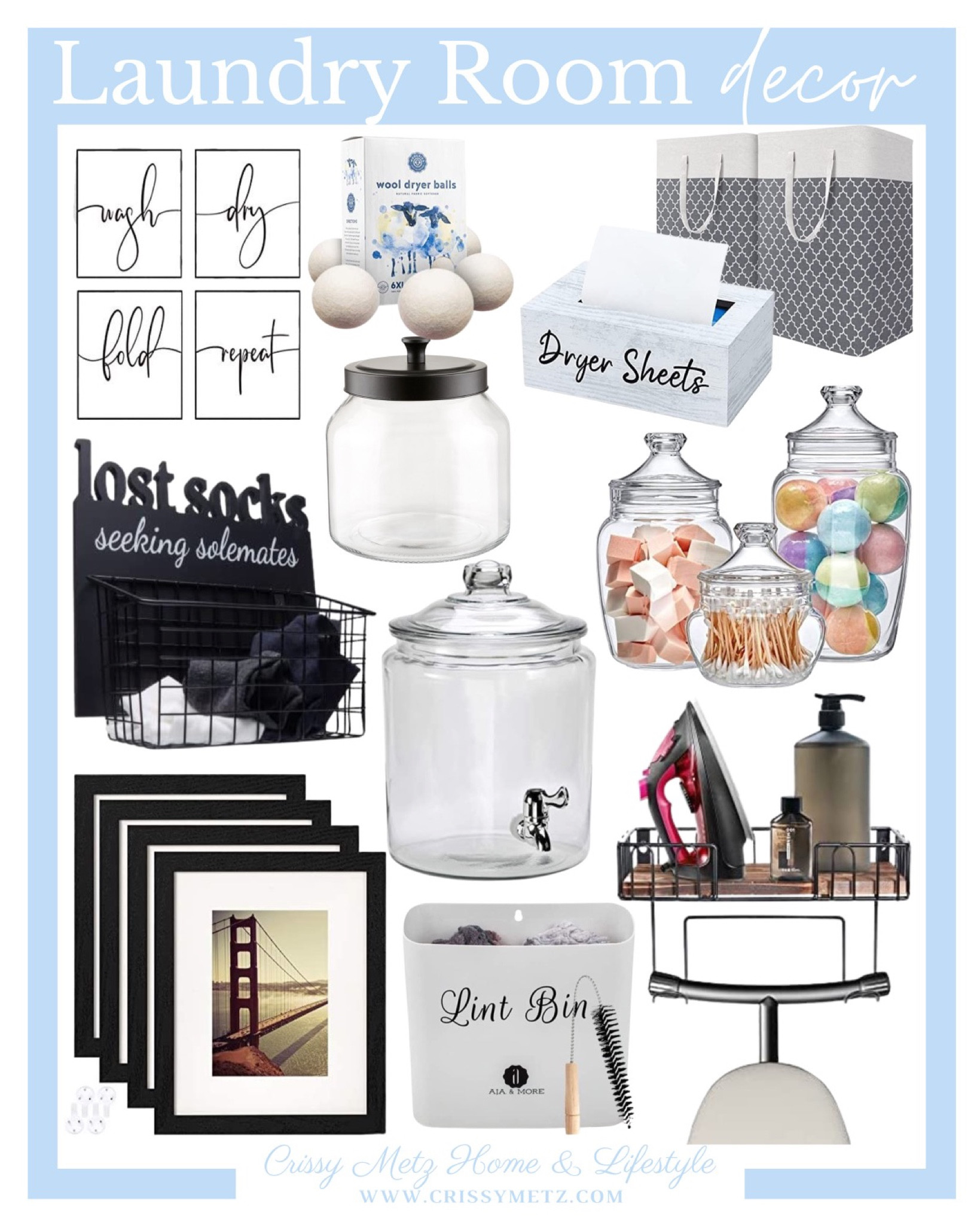 Laundry organization / laundry room / laundry room decor / laundry room prints / laundry detergent jar / dryer sheets / lint box / laundry baskets / lost socks / laundry room essentials  / glass jars/ picture frames / 

#LTKSeasonal #LTKGiftGuide #LTKhome
