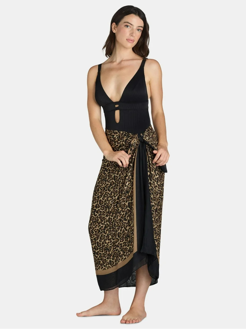 Time and Tru Women's Print Pareo, One Size, Leopard | Walmart (US)