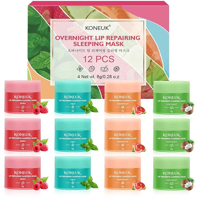 12 Pack Lip Sleeping Mask Set, Overnight Lip Treatment, Nourish and Hydrate Lip Mask With Vitamin... | Amazon (US)