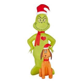 6 ft. LED Grinch with Max Christmas Airblown® Inflatable | The Home Depot