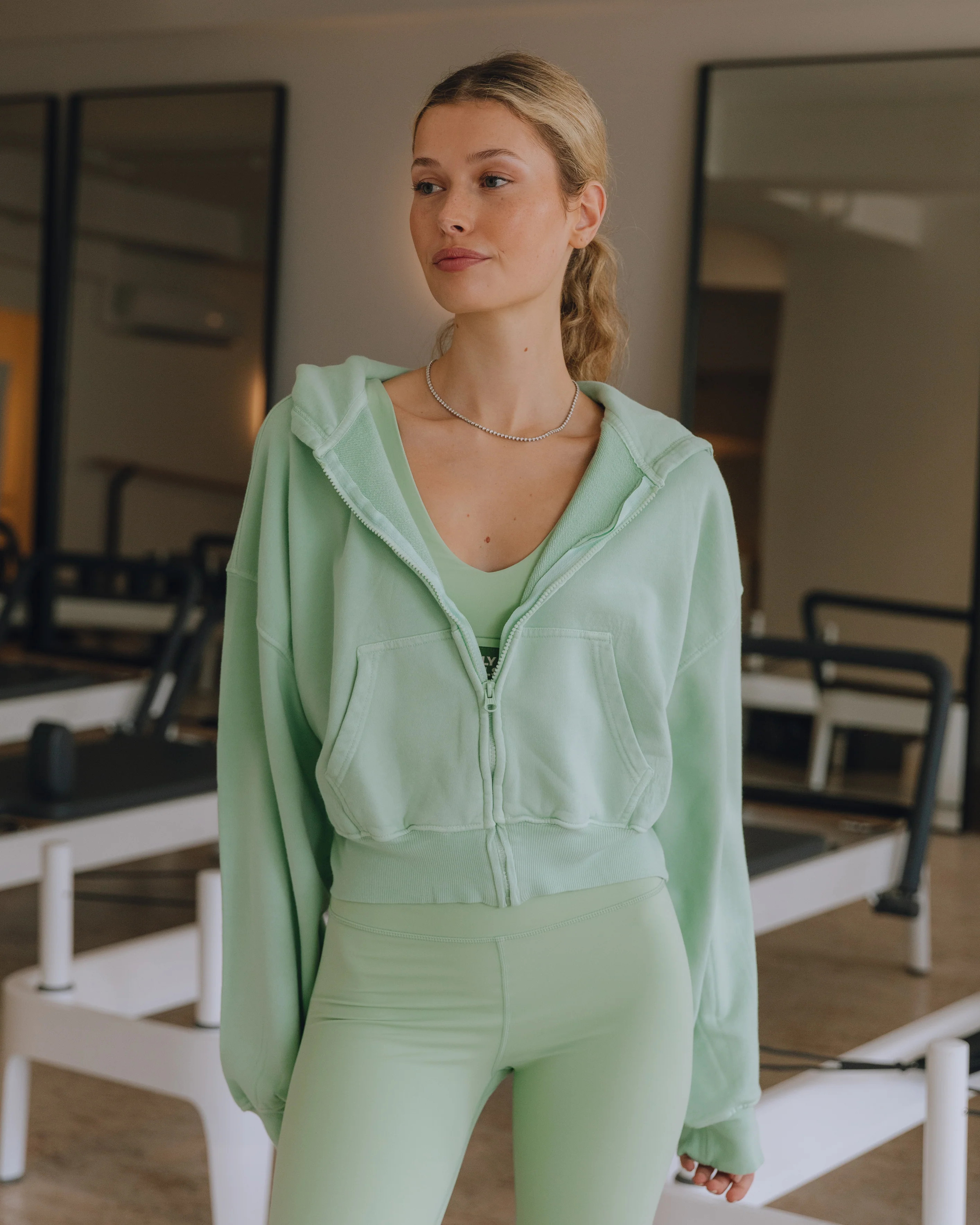 Cropped Zip Hoodie - Mint | Daily Drills