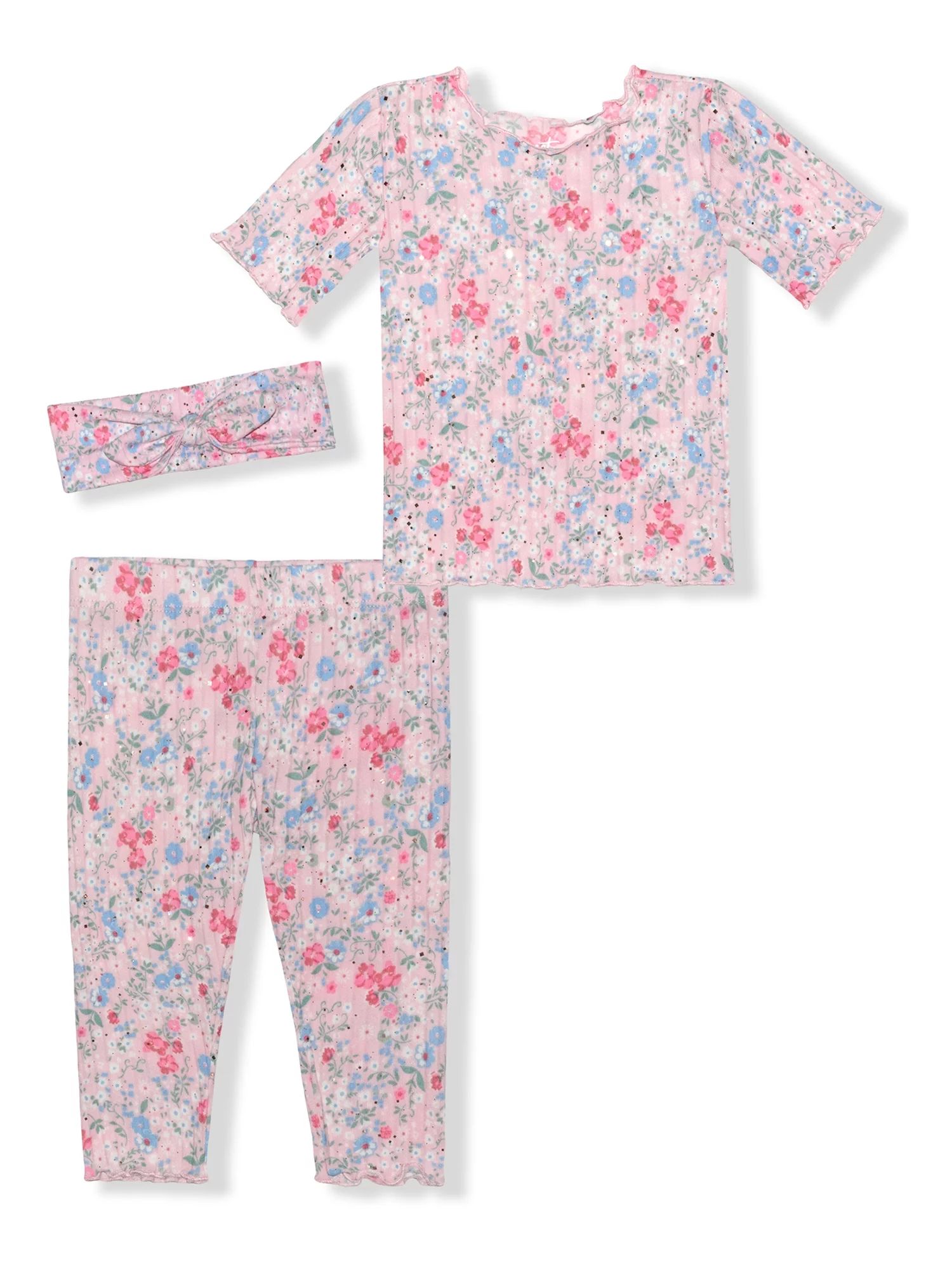 Young Hearts Baby Girl FLORAL PRINT PJ SET(Size 12M-24M) - Walmart.com | Walmart (US)