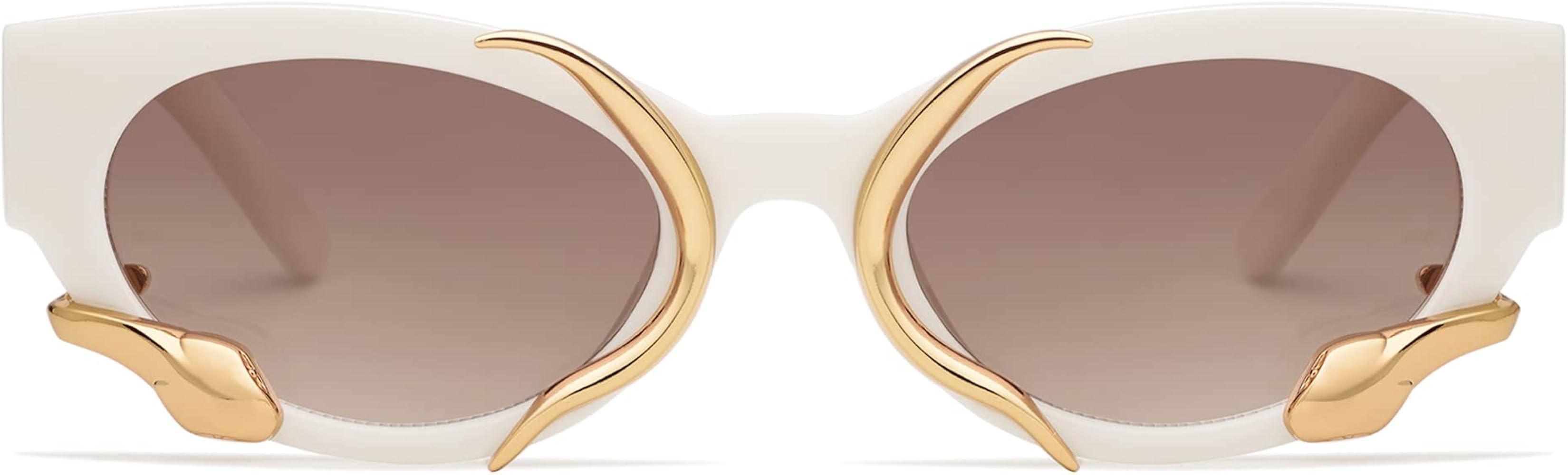 Trendy Sunglasses for Women Men Vintage Narrow Cateye Metal Snake Sunnie Y2k Accessories AP3621 | Amazon (US)