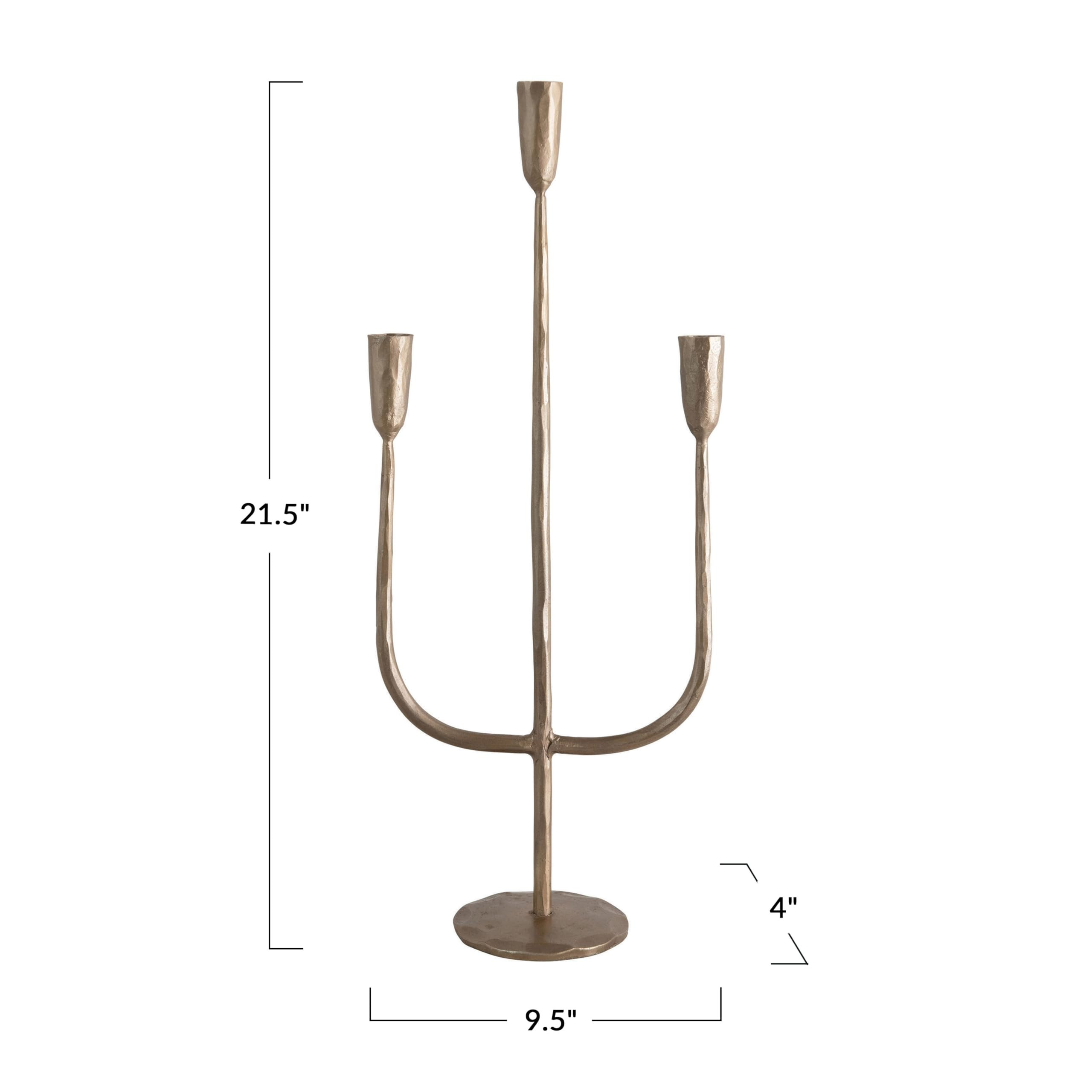 Creative Co-Op Hand-Forged Metal Candelabra, Antique Brass Finish | Amazon (US)