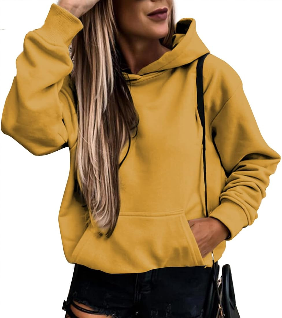 Asvivid Womens Casual Hoodies Long Sleeve Lightweight Pullover Tops Loose Sweatshirt with Pocket | Amazon (US)