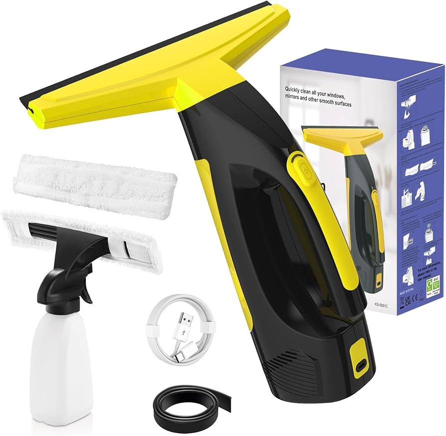 Cordless Window Vacuum Squeegee, Window Vac with Detachable Water Tank and Strong Suction, Electr... | Amazon (US)