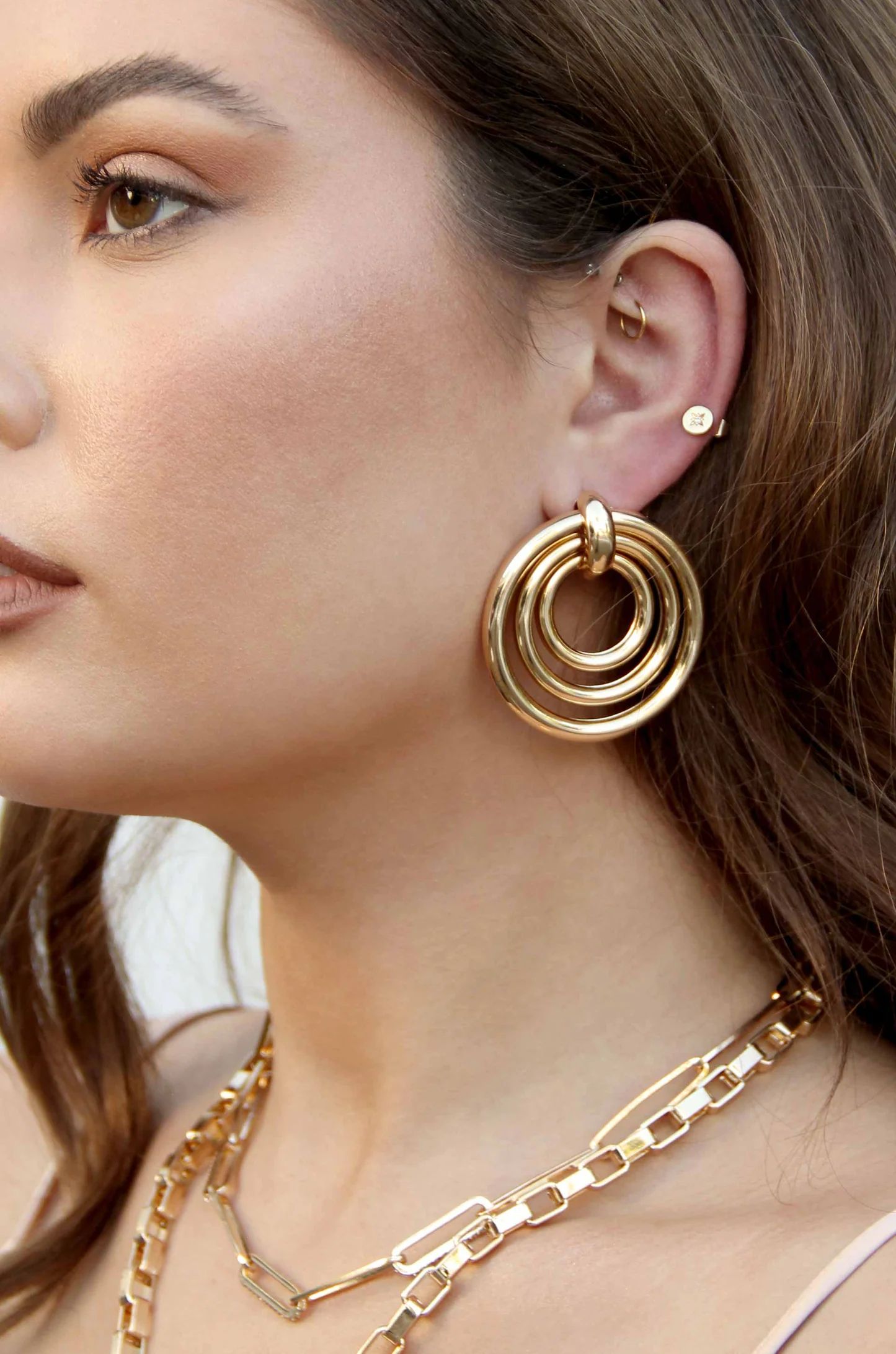 Layered Multi-Ring 18k Gold Plated Earrings | Ettika