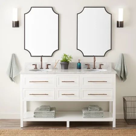 Signature Hardware 414649 White Robertson 60" Wood Double Vanity Cabinet - Choose Your Vanity Top... | Build.com, Inc.