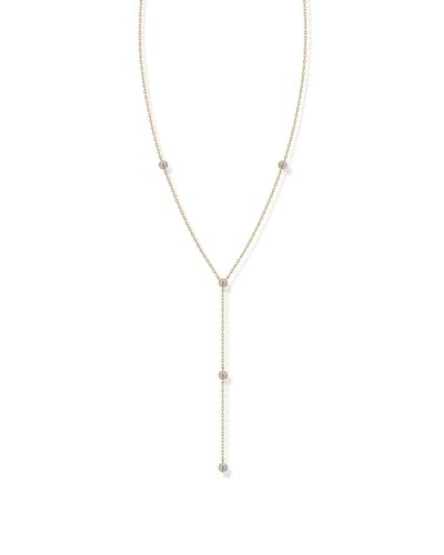 Amazon.com: PAVOI 14K Yellow Gold Plated Lariat Station Necklace for Women - Simulated Diamond & ... | Amazon (US)